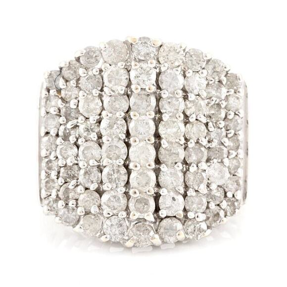 2 cttw Cluster Diamond Ring- 14k White Gold - Picture 1 of 5